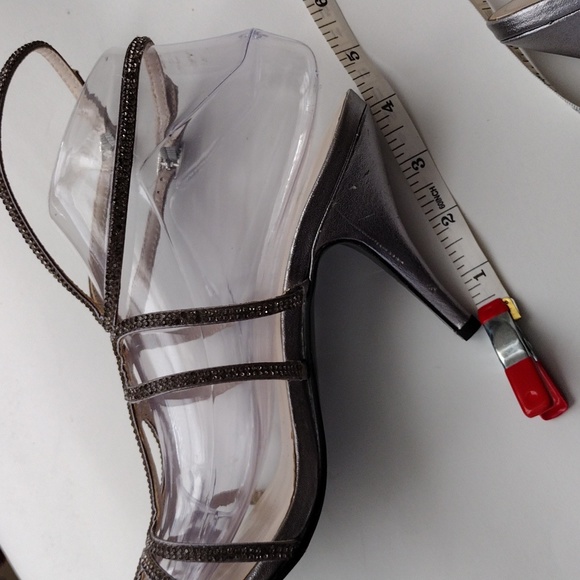 Caparros Michaela crystal embellished pewter heel sandals 8.5 - Picture 13 of 13